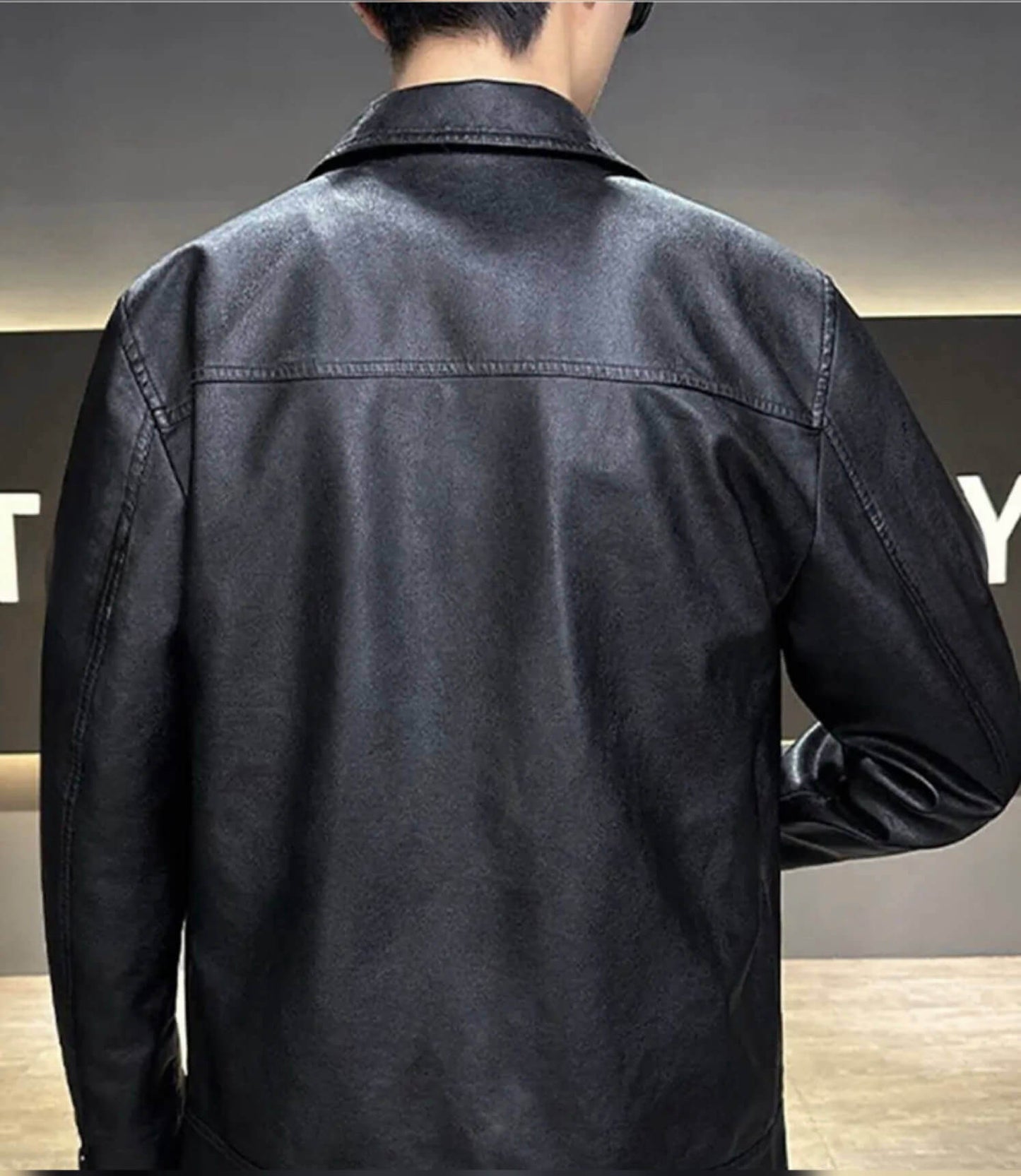 Men’s Lightweight Faux Leather Jacket – Black | StyleCast x Revolte