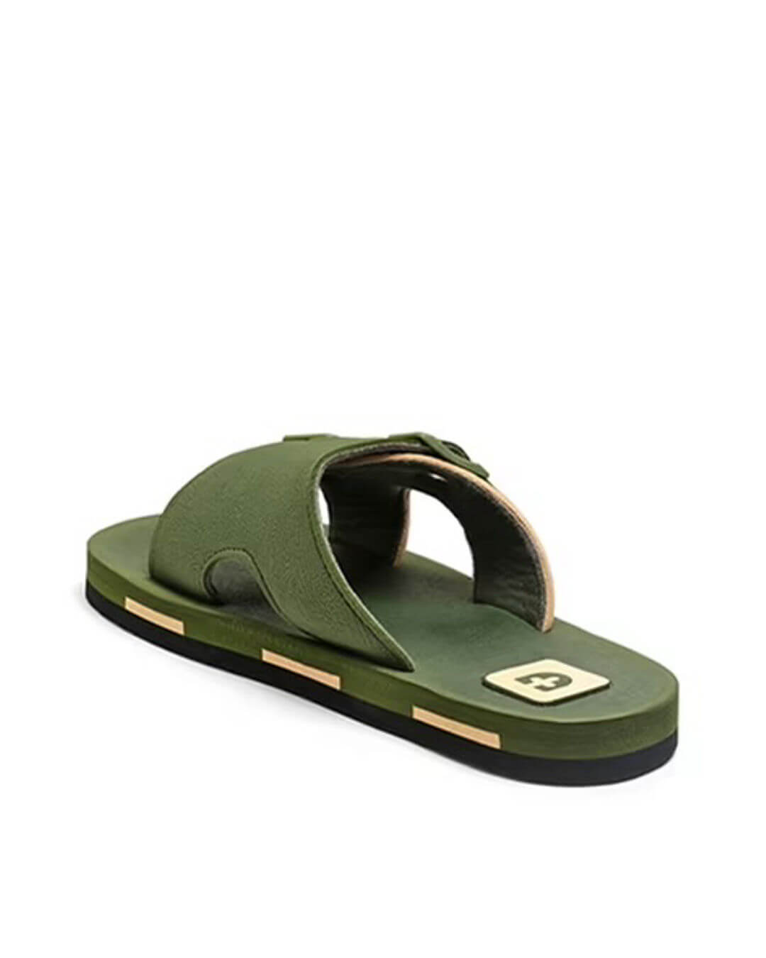 Olive Green Stylish Men’s Comfort Slippers with Dual Buckle – Daily Wear Soft Sole Slides