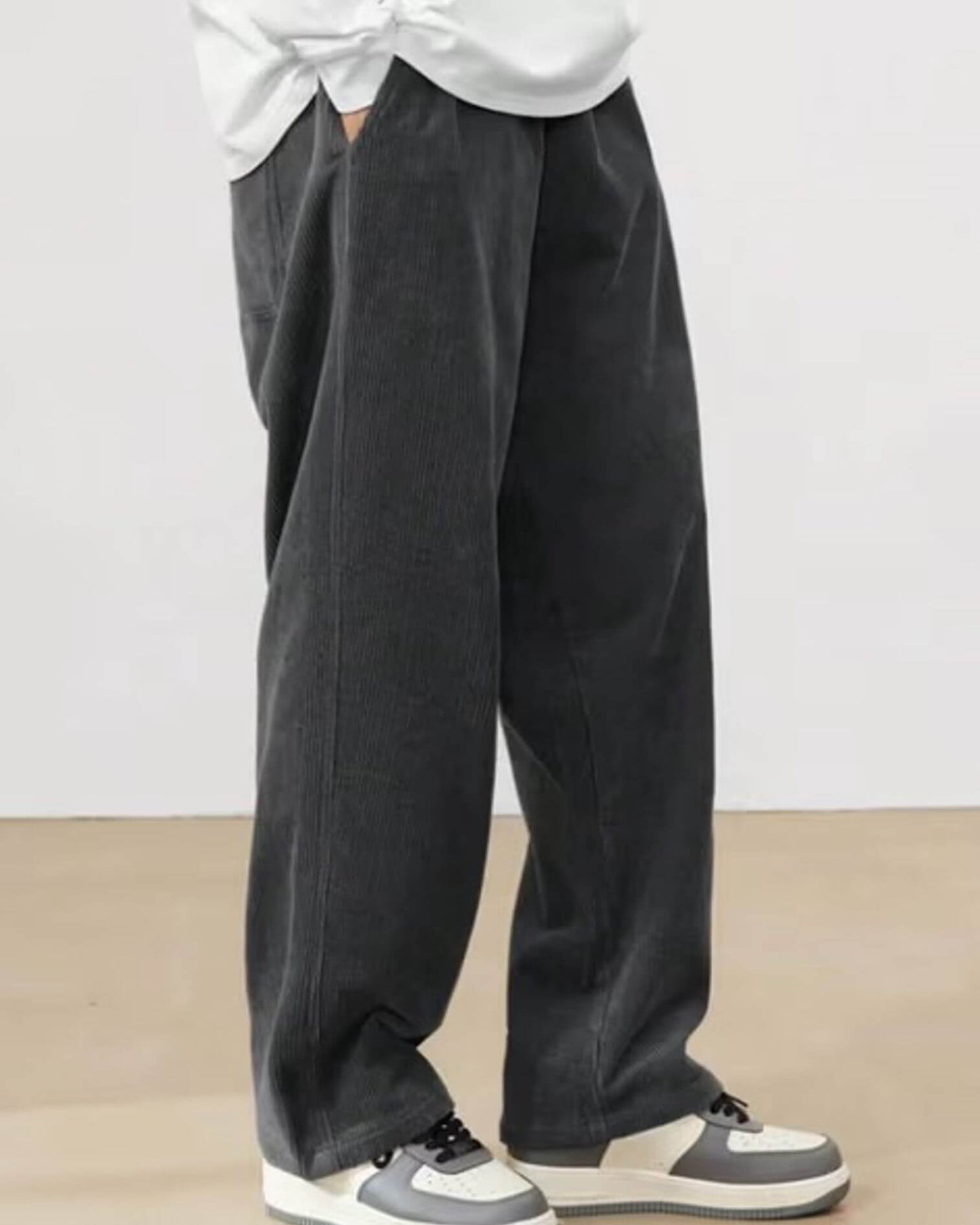 Men’s Corduroy Wide Leg Pants | Soft Relaxed Fit Winter Trousers