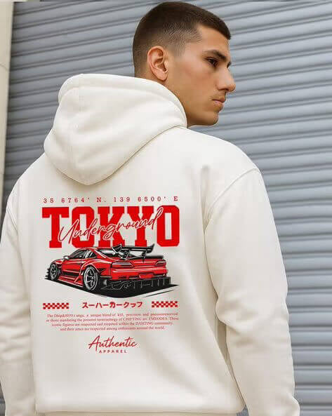 Men Off-White “Tokyo” Printed Hoodie | Minimal Streetwear D