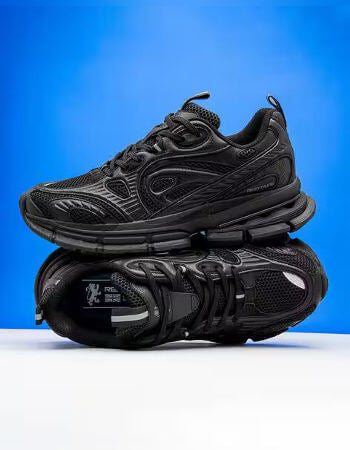 RED TAPE Men’s Black Round-Toe Mesh Lightweight Sneakers