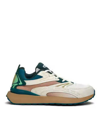 Men’s Vitality Lace-Up Casual Sneakers – White & Teal