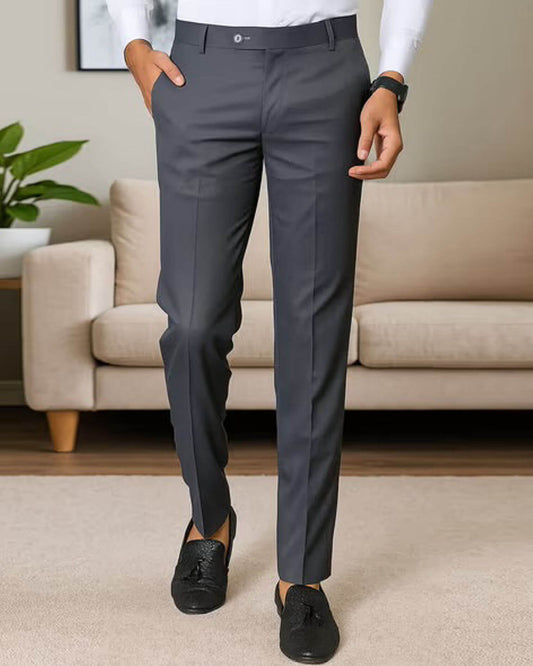 Premium Formal Slim Fit Men’s Trouser – Dark Grey
