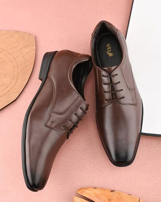 Premium Brown Formal Derby Shoes for Men | Stylish Office Wear