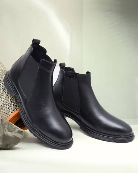 Premium Black Leather Chelsea Boots for Men