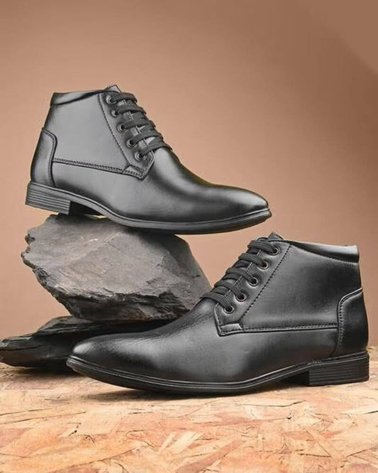 Premium Black Formal Lace-Up Ankle Shoes for Men
