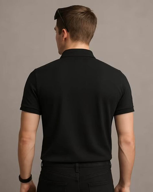 Men’s Premium Black Zip Polo T-Shirt – Stylish Slim Fit Casual Wear